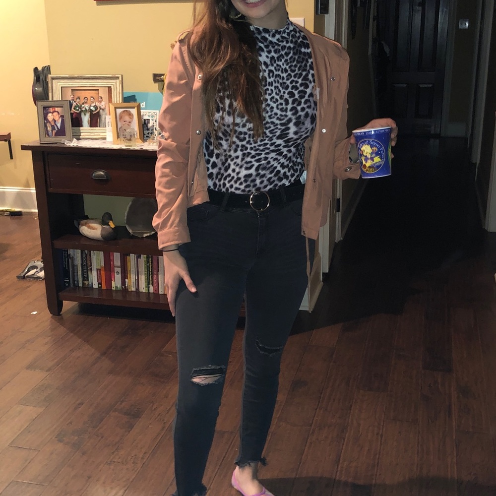 black semi-faded distressed jeans!